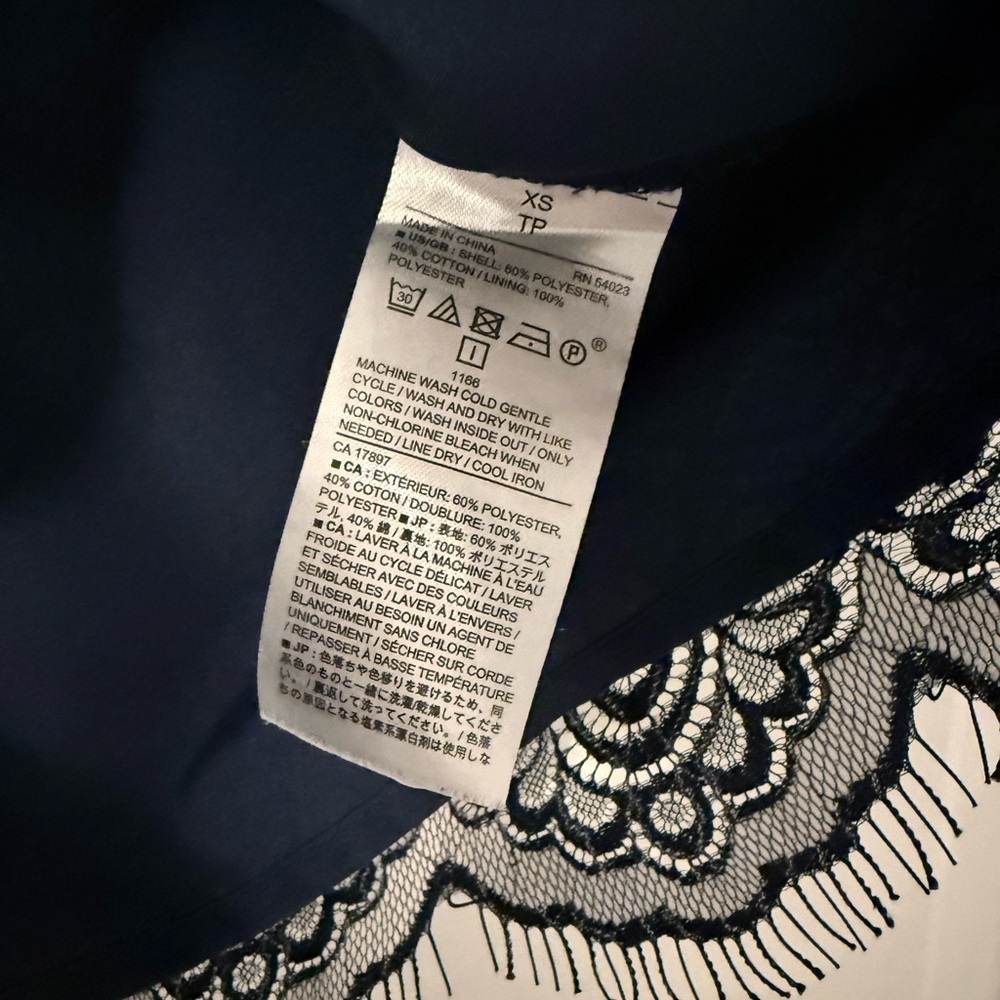 Banana Republic | Navy and White Lace Striped Blouse Top | Size XS - Picture 7 of 7